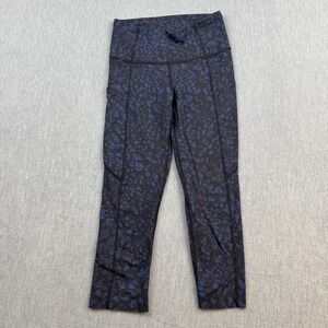 Lululemon Leggings Women 4 Blue Camo Fast Free Crop II 19" Yoga Gym Active Pants